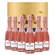 Buy & Send Case of 6 Taittinger Brut Prestige Rose Champagne 37.5cl with Lindt Chocolates 193g