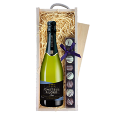 Buy & Send Castell Llord Brut Cava 75cl & Truffles, Wooden Box