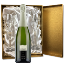 Buy & Send Castillo de Mont-Blanc Cava 75cl in Gold Presentation Set With Flutes