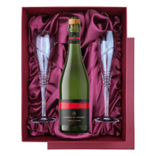 Buy & Send Chapel Down A Touch of Sparkle 75cl in Red Luxury Presentation Set With Flutes