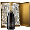 Buy & Send Chapel Down Brut NV in Gold Luxury Presentation Set With Flutes