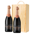 Buy & Send Chapel Down Grand Reserve Brut English Sparkling 75cl Double Pine Wooden Gift Boxed (2x75cl)