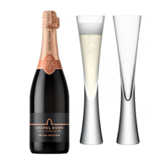 Buy & Send Chapel Down Grand Reserve Brut English Sparkling 75cl with LSA Moya Flutes