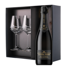 Buy & Send Chapel Down Kits Coty Blanc de Blancs 2017 Vintage English Sparkling 75cl And Diamante Venezia Glasses Gift Box Set