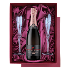 Buy & Send Chapel Down Rose English Sparkling Wine 75cl in Red Luxury Presentation Set With Flutes