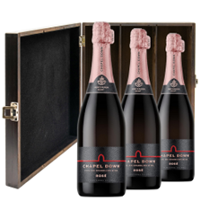 Buy & Send Chapel Down Rose English Sparkling Wine 75cl Treble Elm Wood Gift Boxed (3x75cl)