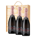 Buy & Send Chapel Down Rose English Sparkling Wine 75cl Treble Pine Wooden Gift Boxed (3x75cl)