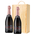 Buy & Send Chapel Down Rose English Sparkling Wine 75cl Double Pine Wooden Gift Boxed (2x75cl)