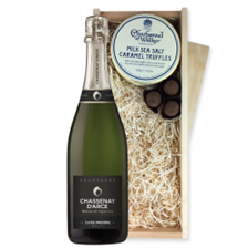 Buy & Send Chassenay d'Arce Cuvee Premiere Brut Champagne 75cl And Milk Sea Salt Charbonnel Chocolates Box