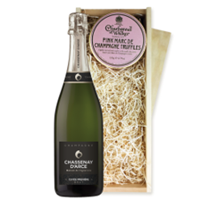 Buy & Send Chassenay d'Arce Cuvee Premiere Brut Champagne 75cl And Pink Marc de Charbonnel Chocolates Box