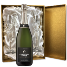 Buy & Send Chassenay d'Arce Cuvee Premiere Brut Champagne 75cl in Gold Presentation Set With Flutes