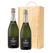 Buy & Send Chassenay d'Arce Cuvee Premiere Brut Champagne 75cl Double Pine Wooden Gift Boxed (2x75cl)