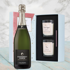 Buy & Send Chassenay d'Arce Cuvee Premiere Brut Champagne 75cl With Love Body & Earth 2 Scented Candle Gift Box