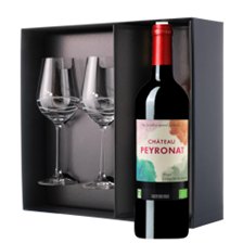 Buy & Send Chateau Peyronat Blaye Cotes de Bordeaux 75cl Red Wine And Diamante Venezia Glasses Gift Box Set