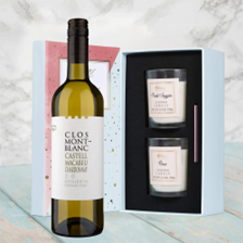 Buy & Send Clos Montblanc Castell Macabeu Chardonnay 75cl White Wine With Love Body & Earth 2 Scented Candle Gift Box