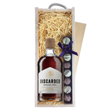 Buy & Send Discarded Banana Peel Rum 70cl & Truffles, Wooden Box