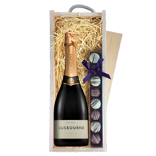 Buy & Send Gusbourne Brut Reserve English Sparkling 75cl & Truffles, Wooden Box