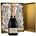 Buy & Send Gusbourne Brut Reserve English Sparkling 75cl in Gold Luxury Presentation Set With Flutes