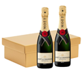 Buy & Send Half Bottle Of Moet and Chandon Brut Champagne 37.5cl Twin Hamper Gift Box