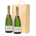 Buy & Send Jules Feraud Brut Champagne 75cl Double Pine Wooden Gift Boxed (2x75cl)