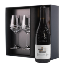 Buy & Send La Bastide, St Dominique Chateauneuf-de-Pape 75cl Red Wine And Diamante Venezia Glasses Gift Box Set