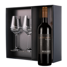 Buy & Send La Bonita Malbec Reserve 75cl Red Wine And Diamante Venezia Glasses Gift Box Set