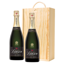 Buy & Send Lanson Le Black Creation Brut Champagne 75cl Double Pine Wooden Gift Boxed (2x75cl)