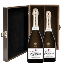 Buy & Send Lanson Le Blanc de Blancs Champagne 75cl Double Elm Wood Gift Boxed (2x75cl)