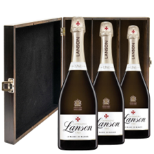 Buy & Send Lanson Le Blanc de Blancs Champagne 75cl Treble Elm Wood Gift Boxed (3x75cl)