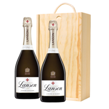 Buy & Send Lanson Le Blanc de Blancs Champagne 75cl Double Pine Wooden Gift Boxed (2x75cl)