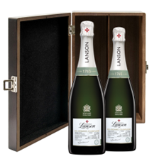 Buy & Send Lanson Le Green Bio-Organic Champagne 75cl Double Elm Wood Gift Boxed (2x75cl)