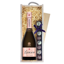 Buy & Send Lanson Le Rose Creation Champagne 75cl & Truffles, Wooden Box