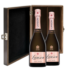 Buy & Send Lanson Le Rose Creation Champagne 75cl Double Elm Wood Gift Boxed (2x75cl)