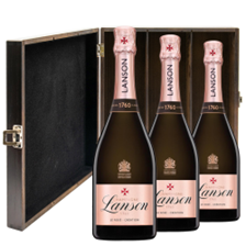 Buy & Send Lanson Le Rose Creation Champagne 75cl Treble Elm Wood Gift Boxed (3x75cl)