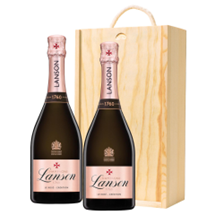 Buy & Send Lanson Le Rose Creation Champagne 75cl Double Pine Wooden Gift Boxed (2x75cl)