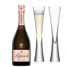 Buy & Send Lanson Le Rose Creation Champagne 75cl with LSA Moya Flutes