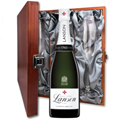 Buy & Send Lanson Le White Label Sec Champagne 75cl And Flutes In Luxury Presentation Box