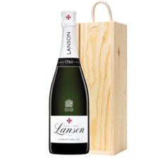 Buy & Send Lanson Le White Label Sec Champagne 75cl In Pine Wooden Gift Box