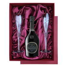 Buy & Send Laurent Perrier Brut Millesime Vintage 2015 75cl in Red Luxury Presentation Set With Flutes