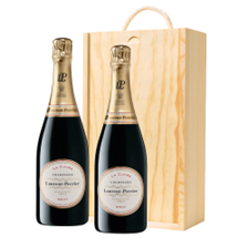 Buy & Send Laurent Perrier La Cuvee Champagne 75cl Double Pine Wooden Gift Boxed (2x75cl)