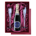 Buy & Send Laurent Perrier Ultra Brut Champagne 75cl in Red Luxury Presentation Set With Flutes