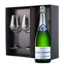 Buy & Send Louis Pommery Brut English Sparkling75cl And Diamante Venezia Glasses Gift Box Set