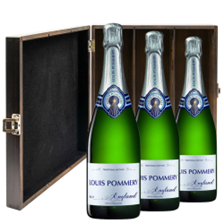 Buy & Send Louis Pommery Brut English Sparkling75cl Treble Elm Wood Gift Boxed (3x75cl)