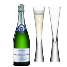 Buy & Send Louis Pommery Brut English Sparkling75cl with LSA Moya Flutes