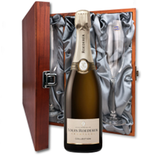 Buy & Send Louis Roederer Collection 245 Champagne 75cl And Flutes In Luxury Presentation Box