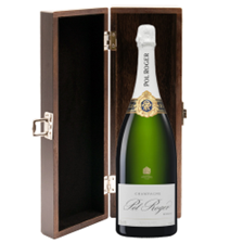 Buy & Send Magnum of Pol Roger Brut Reserve Champagne 150cl in Elm Wood Gift Box