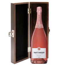 Buy & Send Magnum of Taittinger Rose Champagne 150cl in Elm Wood Gift Box