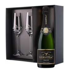 Buy & Send Martel Prestige Brut Champagne 75cl And Diamante Venezia Flute Set Gift Box