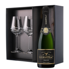 Buy & Send Martel Prestige Brut Champagne 75cl And Diamante Venezia Glasses Gift Box Set