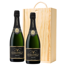 Buy & Send Martel Prestige Brut Champagne 75cl Double Pine Wooden Gift Boxed (2x75cl)